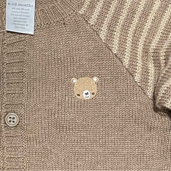 Gymboree Cotton Blend Cardigan Sweater, Light Brown, Baby Boy 6-12 Months, NWT - Picture 4 of 8